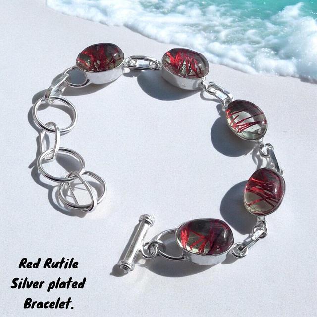 Designer Women's Bracelet - Silver/Red on Productcaster.