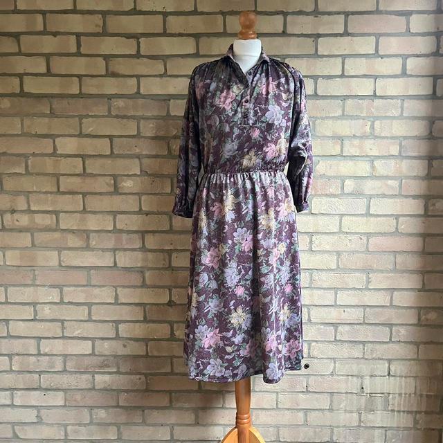 Vintage Women's Shirt Dress - Purple/Multi - 12 on Productcaster.