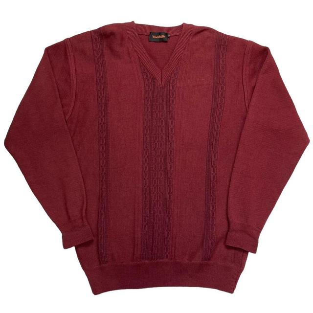 Men's Jumper - Burgundy - M on Productcaster.