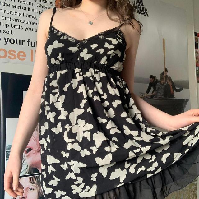 Vintage Women's Dress - Black/White - M on Productcaster.