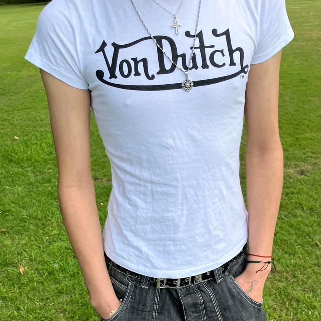 Von Dutch Women's T-shirt - White/Black - 8 on Productcaster.