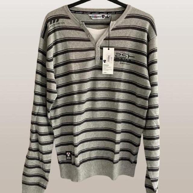 Peacocks Men's Jumper - Grey/Black - L on Productcaster.