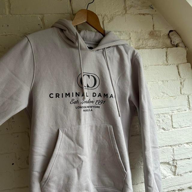 Criminal Damage Women's Hoodie - Grey/White - M on Productcaster.