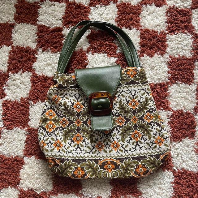 Vintage Women's Bag - Orange/Green on Productcaster.