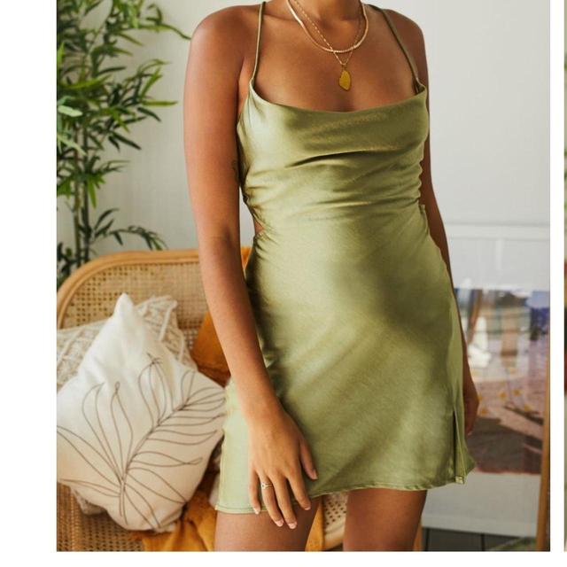 Urban Outfitters Women's Slip Dress - Green - S on Productcaster.