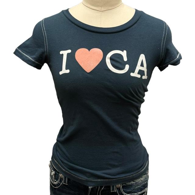 Hollister Co. Women's T-shirt - Blue/Multi - 6 on Productcaster.