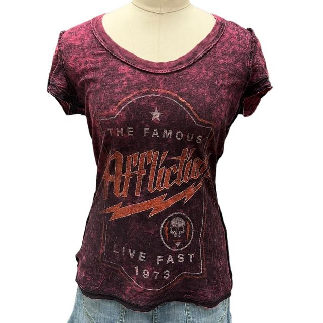 Affliction Women's T-shirt - Purple/Burgundy - 8 on Productcaster.