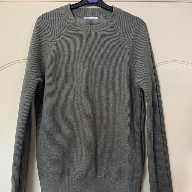 Zara Men's Jumper - Green/Khaki - S on Productcaster.