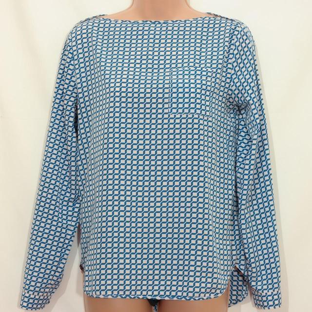 Gap Women's Blouse - Blue/White - 6 on Productcaster.