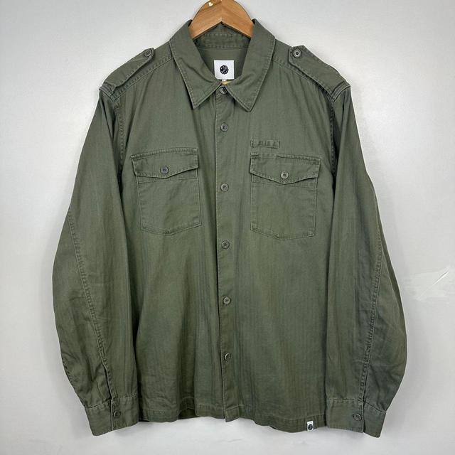 Pretty Green Men's Shacket Jacket - Green/Khaki - L on Productcaster.