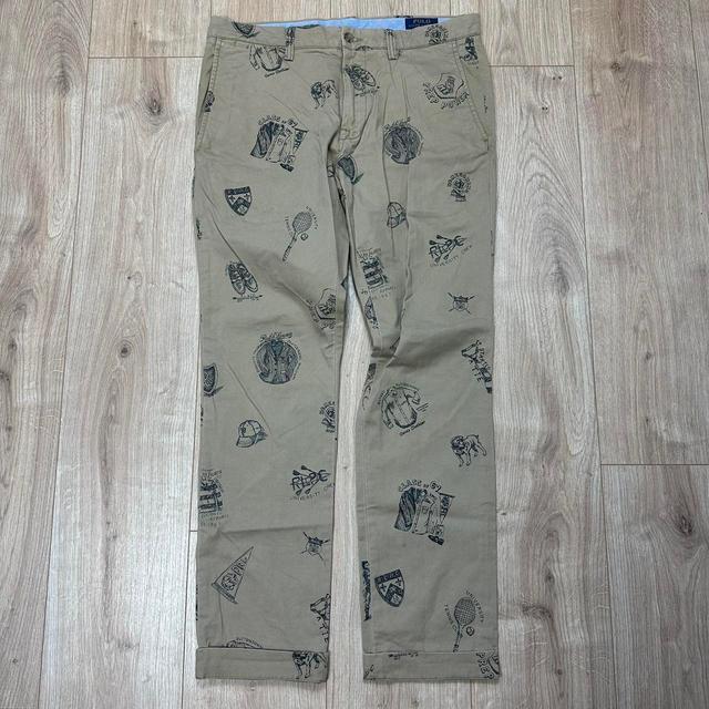 Polo Ralph Lauren Men's Embroidered Trousers - Brown/Tan - 32" on Productcaster.