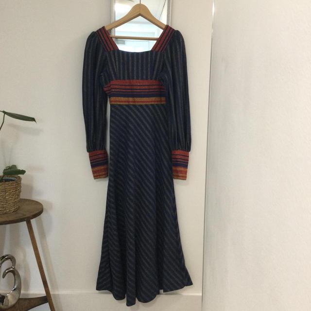 Vintage Women's A-line Dress - Multi/Navy - 12 on Productcaster.