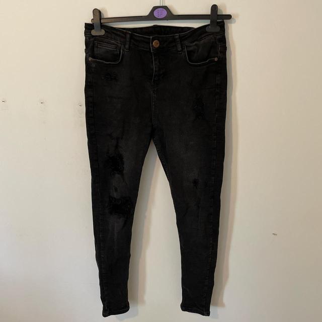 Men's Skinny Distressed Jeans - Black - 32" on Productcaster.