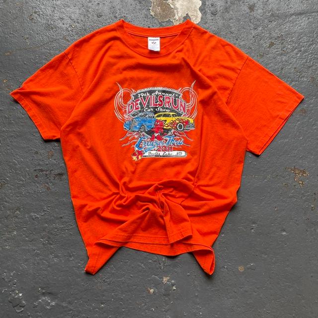 Vintage Men's T-shirt - Orange - XL on Productcaster.