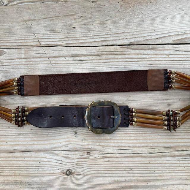 Vintage Women's Belt - Brown/Gold on Productcaster.