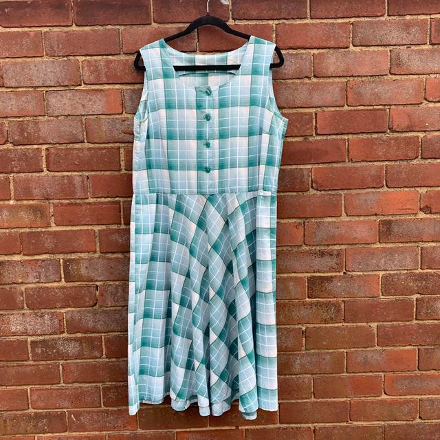 Vintage Women's A-line Dress - Blue/Green - XXL on Productcaster.