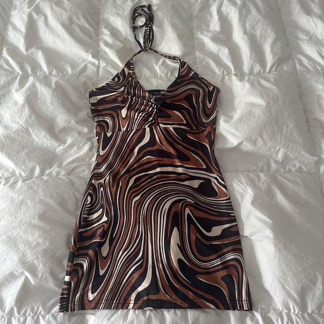 SHEIN Women's Bodycon Dress - Brown/White - S on Productcaster.