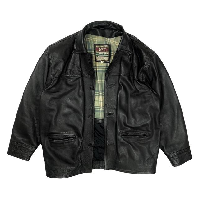 Vintage Men's Leather Jacket - Black - XL on Productcaster.