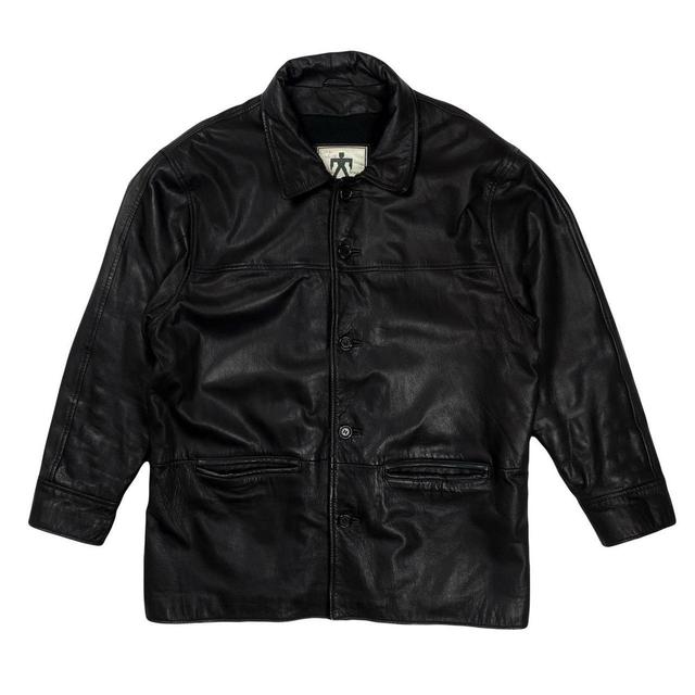 Men's Leather Jacket - Black - L on Productcaster.