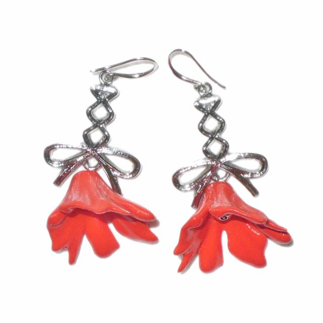 Designer Women's Earrings - Silver/Orange on Productcaster.