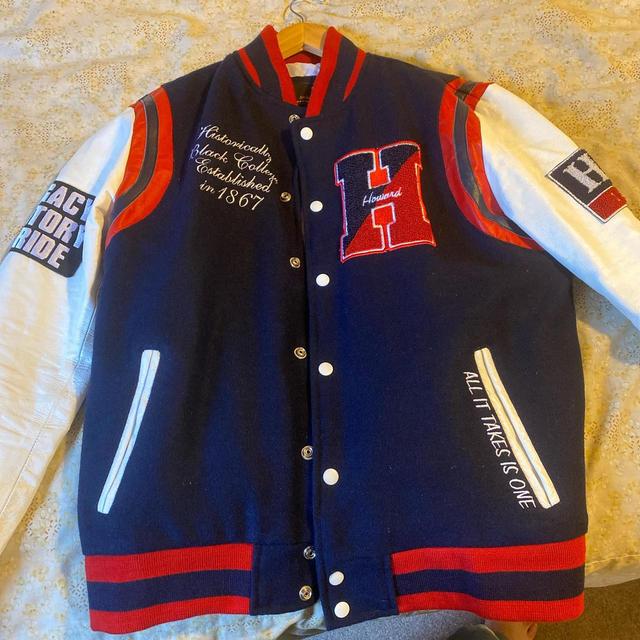 Men's Varsity Jacket - Blue/Red - M on Productcaster.