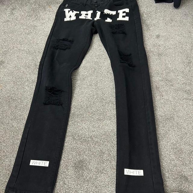 Off-White Women's Jeans - Black/White - UK 8 on Productcaster.