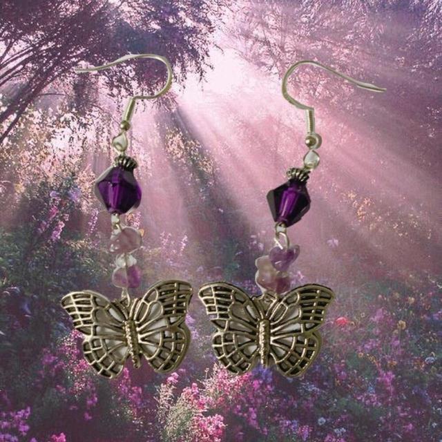 Custom Women's Earrings - Purple/Multi on Productcaster.