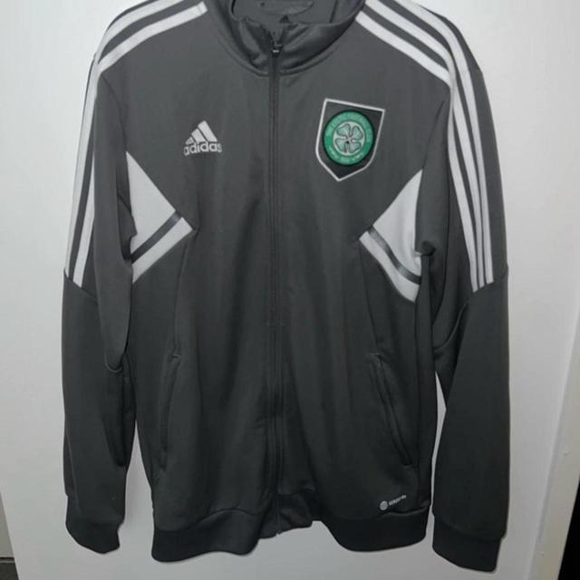 Adidas Men's Sweatshirt - Grey/Green - M on Productcaster.