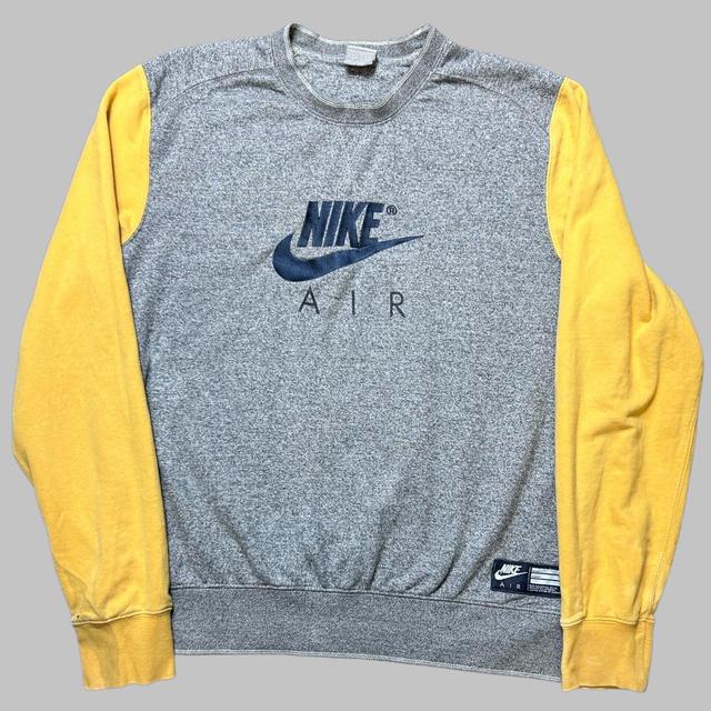 Nike Men's Sweatshirt - Grey/Yellow - L on Productcaster.