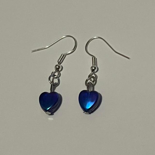 Handmade Women's Earrings - Blue/Silver on Productcaster.