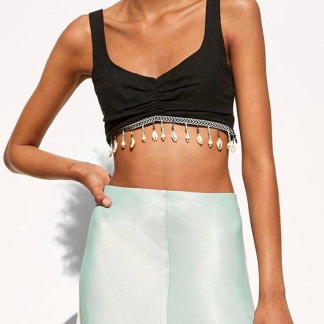 Zara Women's Crop top - Black/Blue - 6 on Productcaster.