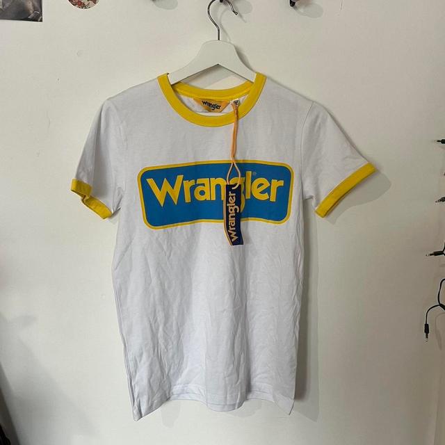 Wrangler Women's T-shirt - Yellow/White - XS on Productcaster.