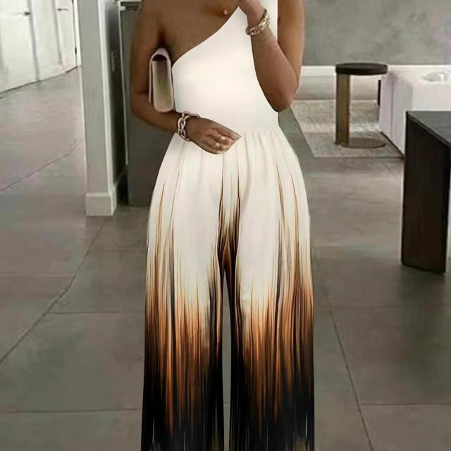 Fashion Nova Women's Palazzo Jumpsuit - White/Brown - S on Productcaster.