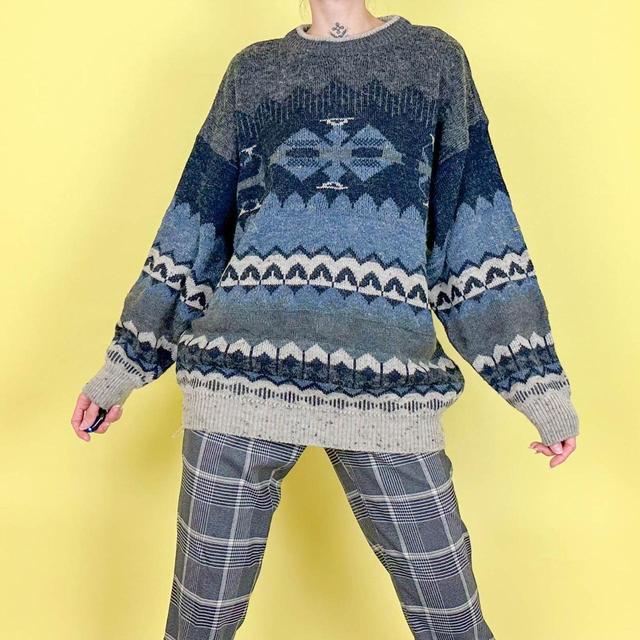 C&A Women's Jumper - Blue/Grey - XL on Productcaster.