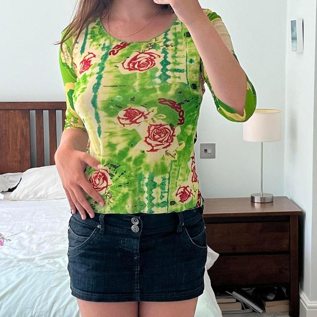 Vintage Women's Blouse - Green/Red - L on Productcaster.