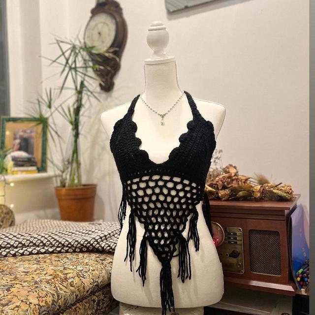 Handmade Women's Crop top - Black - 12 on Productcaster.