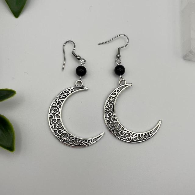 Handmade Women's Earrings - Silver/Black on Productcaster.