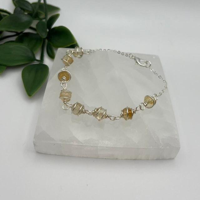 Handmade Women's Bracelet - Silver/Yellow on Productcaster.