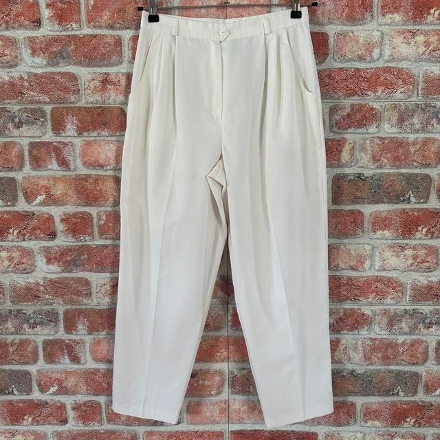 Vintage Women's High waisted Trousers - White - UK 10 on Productcaster.