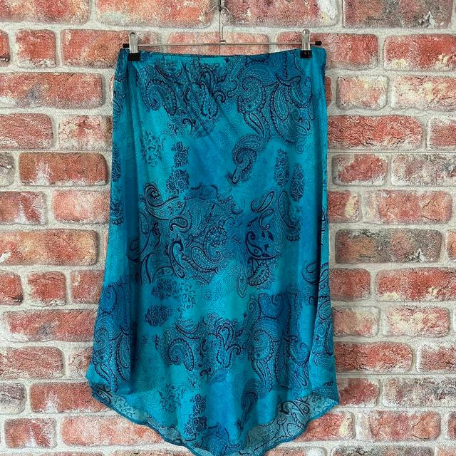 Vintage Women's Midi Skirt - Green/Blue - UK 14 on Productcaster.