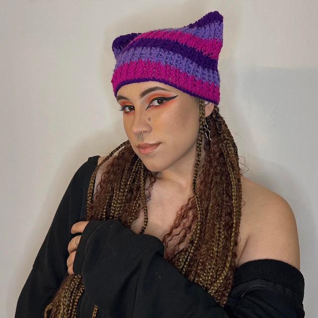 Handmade Women's Beanies - Purple on Productcaster.