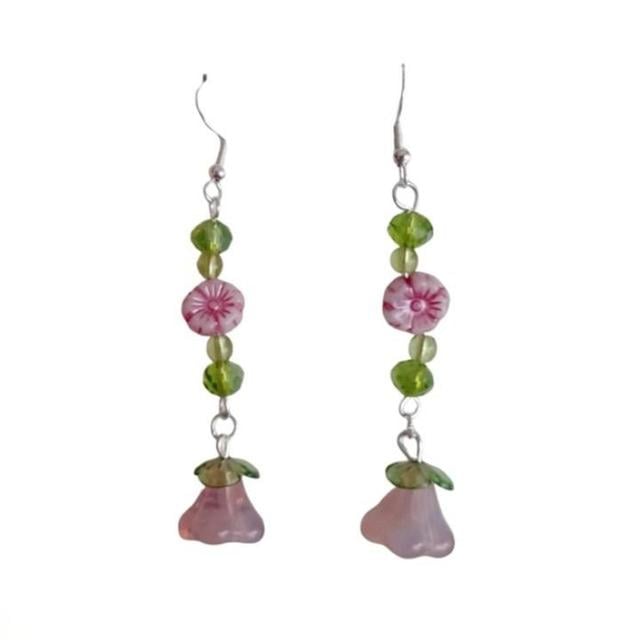 Women's Earrings - Pink/Green on Productcaster.