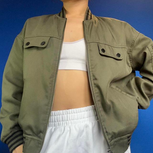 ELLE Women's Bomber Jacket - Khaki/Green - UK 8 on Productcaster.