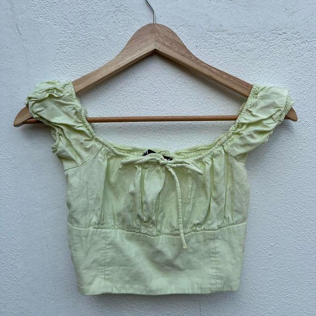 Zara Women's Crop top - Green/Yellow - XS on Productcaster.