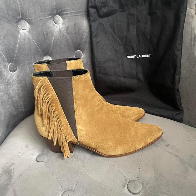 Saint Laurent Paris Women's Suede Boots - Tan - UK 4 on Productcaster.