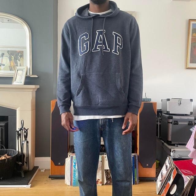 Gap Men's Hoodie - Grey/Navy - XL on Productcaster.