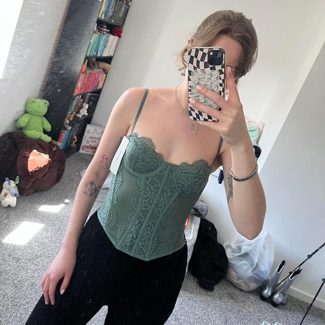 Urban Outfitters Women's Corset - Green - S on Productcaster.