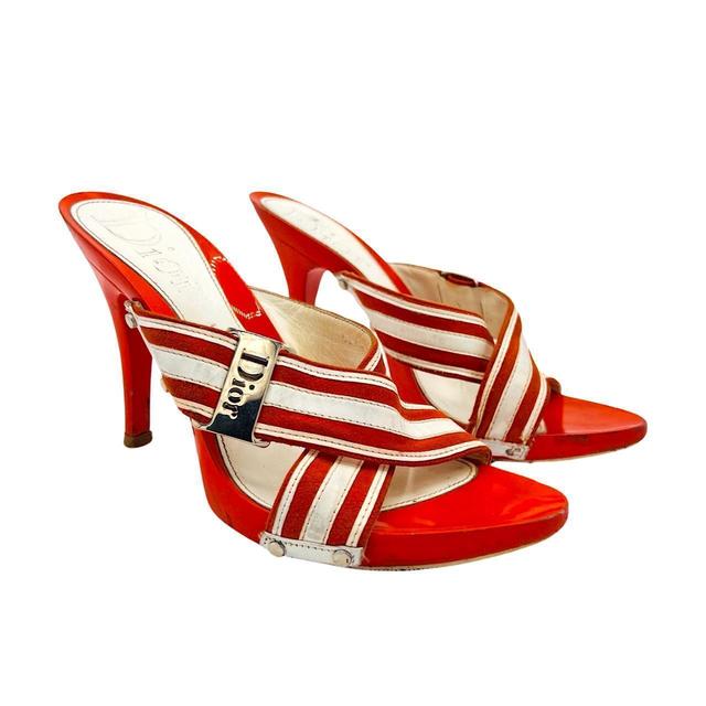 Christian Dior Women's Sandals - Orange/White - UK 5 on Productcaster.