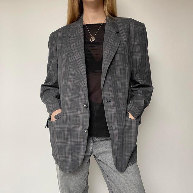 Vintage Women's Blazer Jacket - Grey - M on Productcaster.