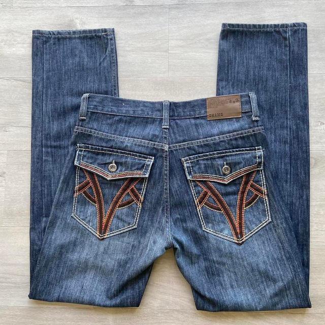 Vintage Men's Straight leg Embellished Jeans - Blue/Navy - 26" on Productcaster.